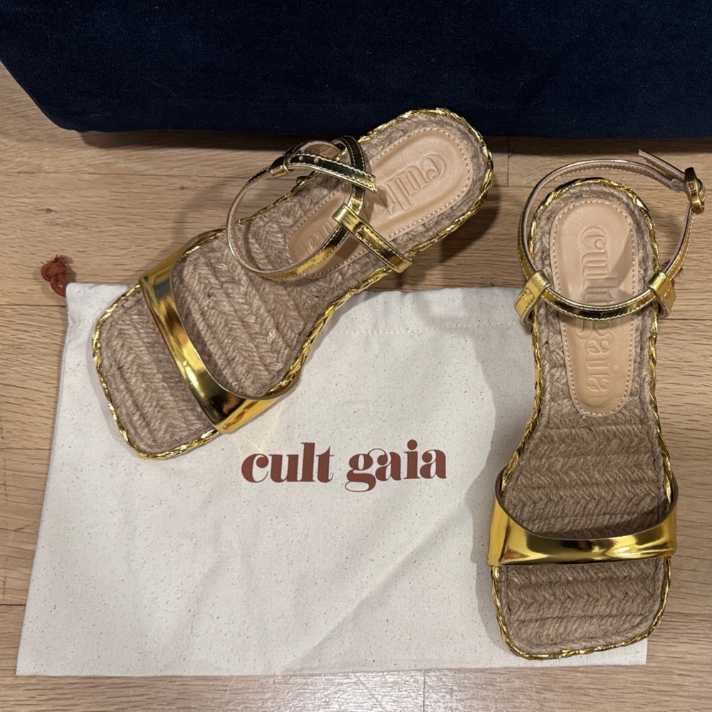 cult gaia Javiera Gold Braided Ankle-Strap Sandals - Picture 11 of 15
